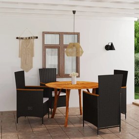 vidaXL 5 pcs conjunto de jantar para jardim preto
