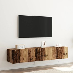 Cabinetes de TV vidaXL com luzes LED 2 pcs Madeira Antiga 80x35x31 cm