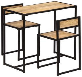 Conjunto de jantar 3 pcs madeira de mangueira maciça