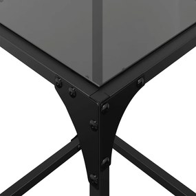 Mesas de centro c/ topo em vidro preto 2 pcs 30x30x40 cm aço