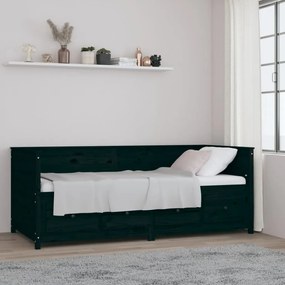820905 vidaXL Sofá-cama 90 x 200 cm madeira de pinho maciça preto
