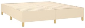 Cama box spring c/ colchão e LED 180x200 cm tecido cor creme