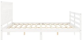 Estrutura de cama com cabeceira 200x200cm madeira maciça branco