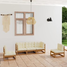 vidaXL 5 pcs conjunto lounge de jardim com almofadões pinho maciço