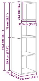 Conjunto de móvel de TV 4 pcs Castanho 37 x 37 x 142.5 cm