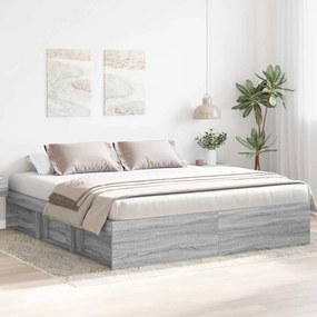 Estrutura de cama 200x200 cm cinzento sonoma