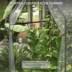 Estufa de Jardim com 2 Portas com Fecho de Correr Anti UV para Cultivo de Plantas Flores 90x90x145 cm Transparente