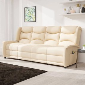 vidaXL Poltrona de massagens 4 lugares reclinável tecido creme