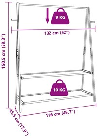 Roupeiro com prateleiras 132x45,5x150,5 cm bambu