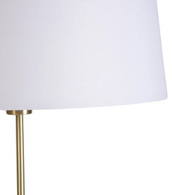 Candeeiro de pé ouro / latão com sombra de linho branco 45 cm - Parte Design,Moderno