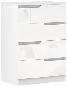 HOMCOM Cómoda com 4 Gavetas Cómoda de Dormitório Moderna com Sistema Anti-Tombo 60x40x85 cm Branco | Aosom Portugal