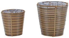 Conjunto de 2 vasos em rattan castanho SARTI Beliani