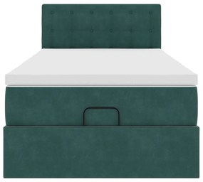 Estrutura de cama otomana colchão 90x200 cm veludo verde escuro