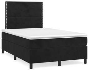 Cama box spring c/ colchão e LED 120x190 cm couro artif. preto