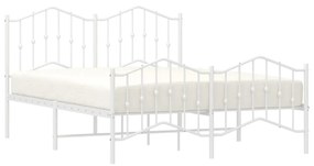 Estrutura de cama com cabeceira e pés 135x190 cm metal branco