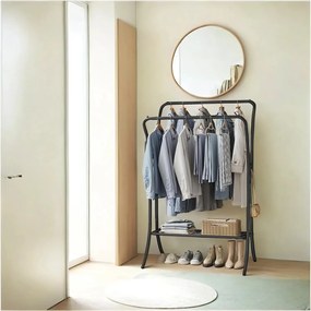 Guarda roupa em metal com 6 ganchos 46 x 100 x 155 cm Preto