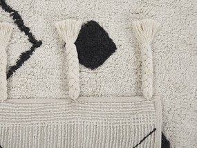 Tapete em algodão preto e branco 140 x 200 cm KHEMISSET Beliani