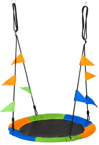 Baloiço de Jardim com Altura Ajustável com Cordas e Bandeiras para Cri