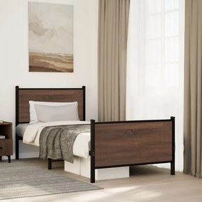 Estrutura de cama sem colchão 90x190 cm metal carvalho castanho