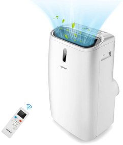 Ar Condicionado portátil 5 em 1 12.000 BTU com controle remoto aquecedor desumidificador ventilador e modo de hibernação temporizador 3 velocidades branco