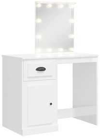 Toucador Enza com Espelho e Luzes LED - Branco Brilhante - Design Mode