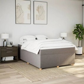 Cama com molas/colchão 160x200 cm tecido castanho-acinzentado