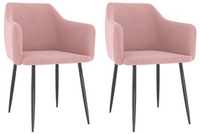 vidaXL Cadeiras de jantar 2 pcs veludo rosa