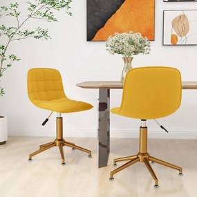 vidaXL Cadeiras de jantar giratórias 2 pcs veludo amarelo mostarda
