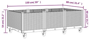 Vaso/floreira de jardim com rodas 150x80x54 cm PP castanho