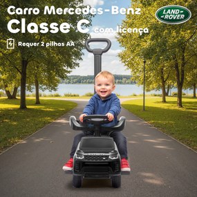 Carro Andador 2 em 1 para Crianças Land Rover Discovery com Buzina Pega de Empurrar e Barra Removíveis 84x40x94,5 cm Preto