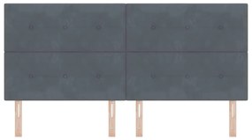 Cabeceira vidaXL Botões Estofados Cinza Escuro 200 cm Veludo