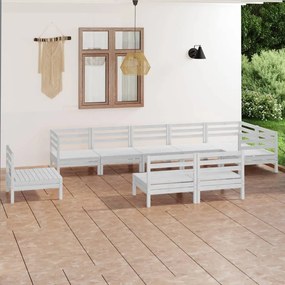 vidaXL 9 pcs conjunto lounge de jardim pinho maciço branco