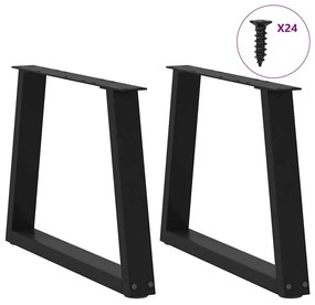 Mesa de jantar pernas 2 pcs forma de V 60x(42-43,3)cm aço preto