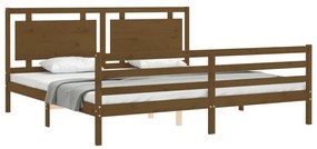 Estrutura cama c/ cabeceira 200x200cm maciço castanho-mel