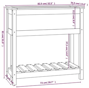 Vaso/floreira com prateleira 82,5x34,5x81cm pinho maciço branco