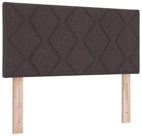 Cama Box Spring com colchão Castanho Escuro 90x200 cm Tecido