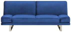 Sofá-cama de 2 lugares em veludo azul escuro YORK Beliani