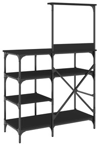 Estante de cozinha 90x40x132 cm derivados madeira/metal preto