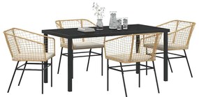 Conjunto de Jantar de Jardim com 5 Peças e Almofadas de Rattan sintéti