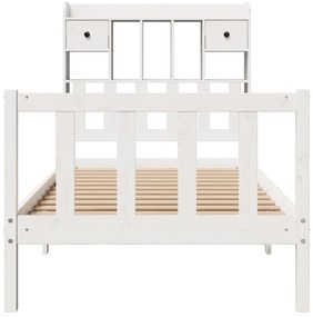 Cama com estante sem colchão 100x200 cm pinho maciço branco