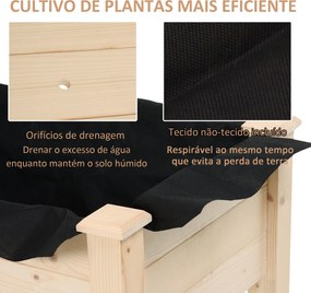 Floreira Elevada de Madeira com Tecido não Tecido e 4 Orifícios de Drenagem para Cultivo 86x46x76cm Madeira