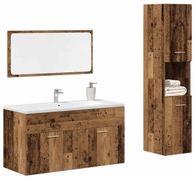 vidaXL 3 pcs conj. móveis casa banho derivados madeira madeira velha