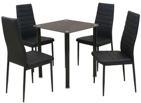 242933 vidaXL Conjunto 5 pcs de mesa de jantar e cadeiras preto
