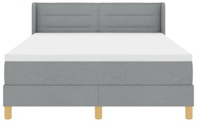 vidaXL Cama Box com Colchão Cinza Claro, 160 x 200 cm, de tecido.