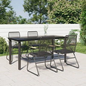 vidaXL Conjunto de jantar para jardim 5 pcs vime PVC preto