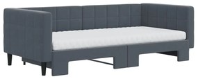 Sofá-cama c/ gavetão e colchões 90x190cm veludo cinzento-escuro