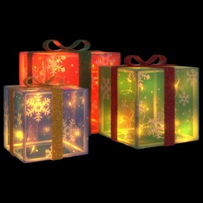 Presentes de Natal iluminados 3 pcs 64 luzes LED branco quente
