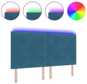 Cabeceira LED vidaXL Azul Escuro 90 cm Veludo