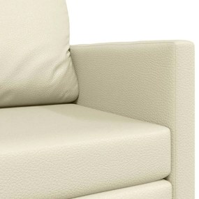 Sofá-camas 2-em-1 Creme 124x71x78 cm Couro Sintético
