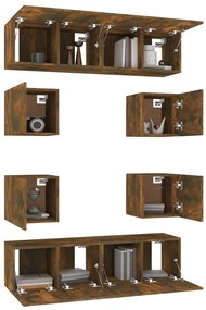 Conjunto móveis de TV 8 pcs madeira processada carvalho fumado